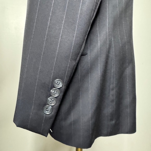Jos A Bank Signature Collection Mens Navy Pinstripe Wool Suit 40R 32W - Picture 7 of 7